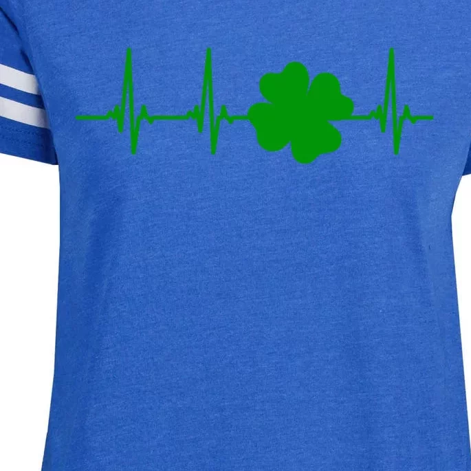 Ekg Pulse Heart Beat Shamrock For St Patricks Day Nurse Gift Enza Ladies Jersey Football T-Shirt