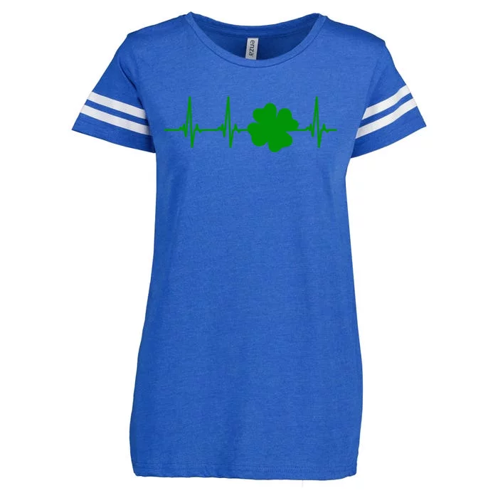 Ekg Pulse Heart Beat Shamrock For St Patricks Day Nurse Gift Enza Ladies Jersey Football T-Shirt