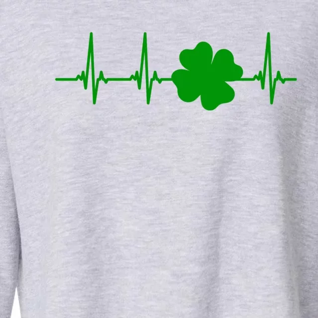 Ekg Pulse Heart Beat Shamrock For St Patricks Day Nurse Cool Gift Cropped Pullover Crew