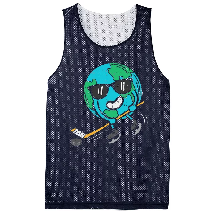 Earth Playing Ice Hockey Earth Day Sports Mesh Reversible Basketball Jersey Tank