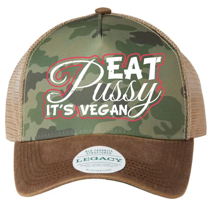 Eat Pussy Its Vegan Funny Gift Vegetarian Legacy Tie Dye Trucker Hat