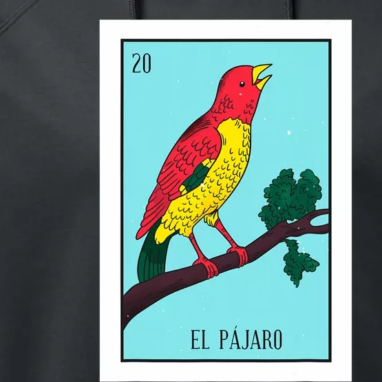 El Pajaro Lottery Card Gift The Bird Card Mexican Lottery Performance Fleece Hoodie