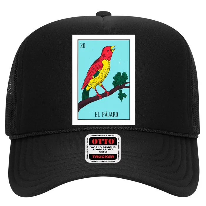 El Pajaro Lottery Card Gift The Bird Card Mexican Lottery High Crown Mesh Trucker Hat