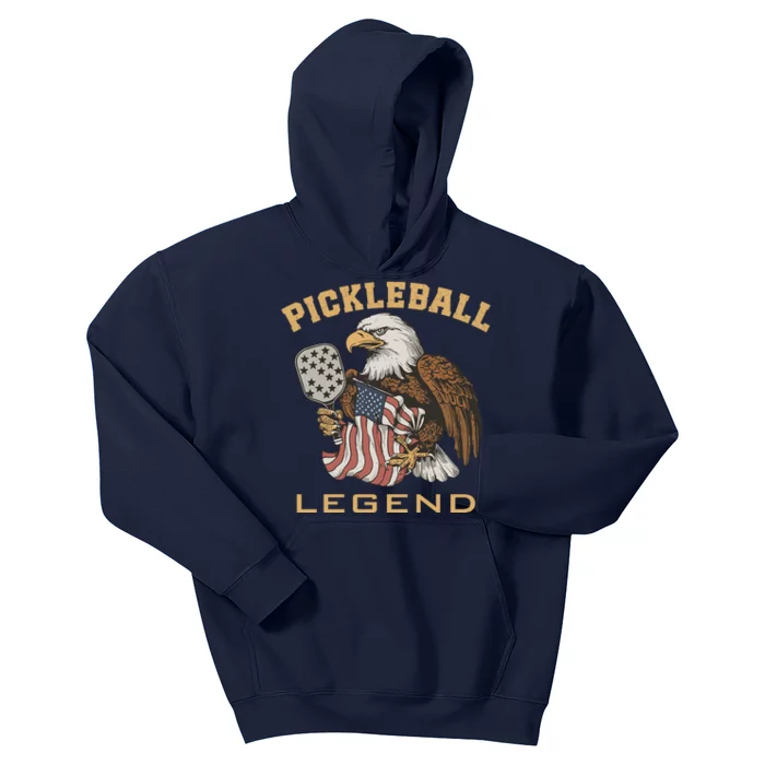 Eagle Paddleball Lover Usa Eagle American Pickleball Player Kids Hoodie