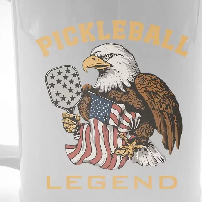 Eagle Paddleball Lover Usa Eagle American Pickleball Player Front & Back Beer Stein