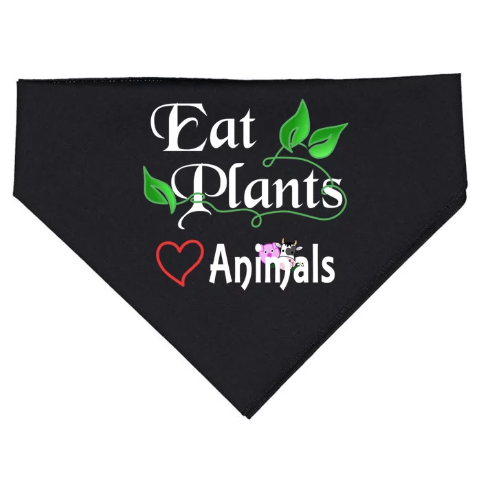 Eat Plants Love Animals For Vegans And Vegetarians Gift USA-Made Doggie Bandana