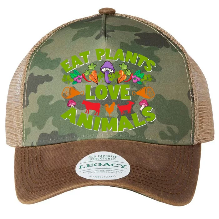 Eat Plants Love Animals Cool Gift Legacy Tie Dye Trucker Hat