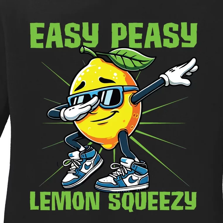 Easy Peasy Lemon Squeezy Lemon Stand Lemonade Crew Ladies Long Sleeve Shirt