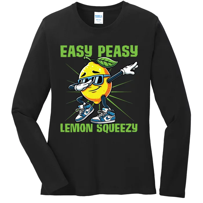 Easy Peasy Lemon Squeezy Lemon Stand Lemonade Crew Ladies Long Sleeve Shirt