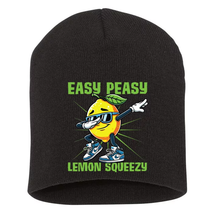 Easy Peasy Lemon Squeezy Lemon Stand Lemonade Crew Short Acrylic Beanie