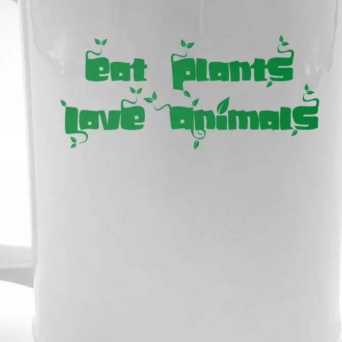 Eat Plants Love Animals Vegan Funny Gift Tops Cool Gift Front & Back Beer Stein