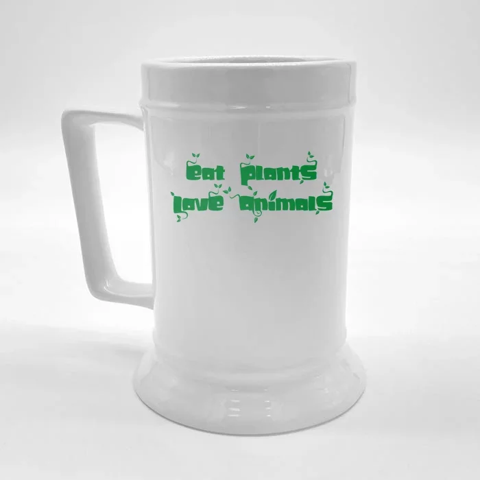 Eat Plants Love Animals Vegan Funny Gift Tops Cool Gift Front & Back Beer Stein