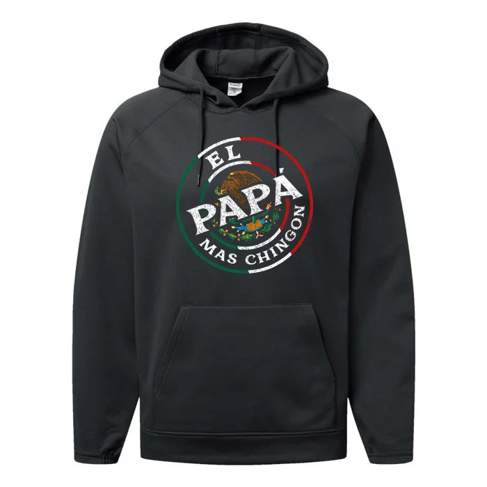 El Papa Mas Chingon Funny Mexican Dad Spanish Performance Fleece Hoodie