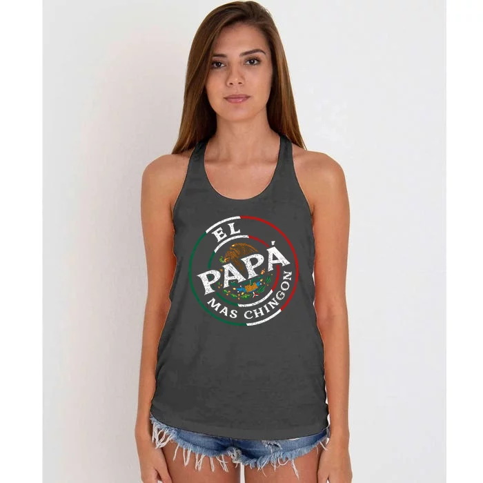 El Papa Mas Chingon Funny Mexican Dad Spanish Women's Knotted Racerback Tank