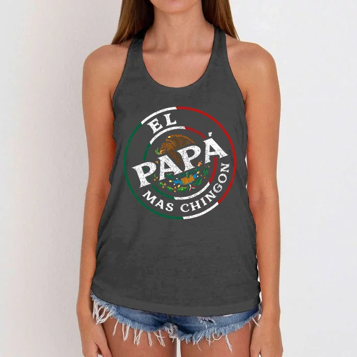 El Papa Mas Chingon Funny Mexican Dad Spanish Women's Knotted Racerback Tank