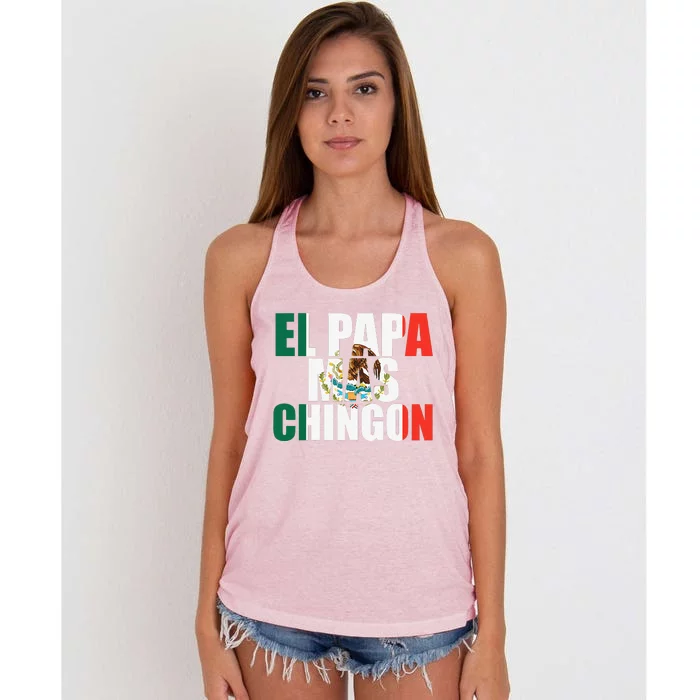 El Papa Mas Chingon Father Fatherhood Fathers Day Women's Knotted Racerback Tank