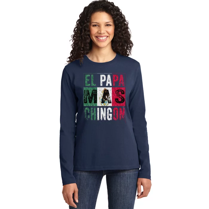 El Papa Mas Chingon Funny Best Mexican Dad Ladies Long Sleeve Shirt