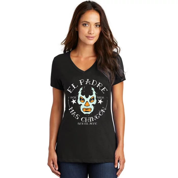 El Padre Mas Chingon Women's V-Neck T-Shirt