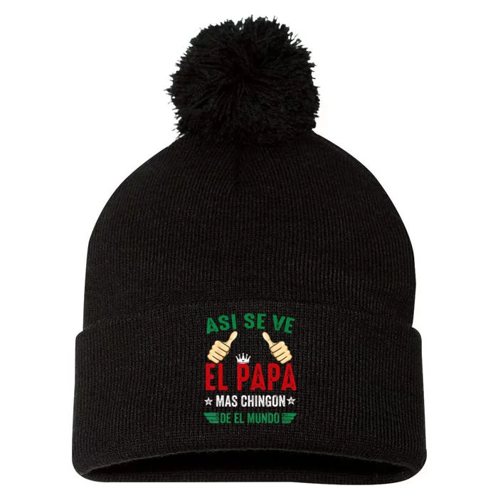 El Papa Mas Chingon Regalos Para Papa Dia Del Padre Mexicano Pom Pom 12in Knit Beanie