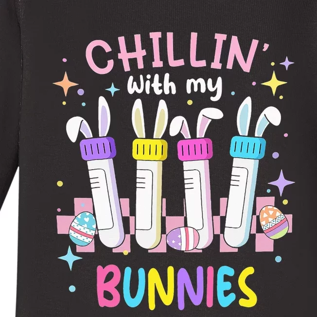 Easter Phlebotomist Nurse Chillin With My Bunnies Phleb Tech Baby Long Sleeve Bodysuit