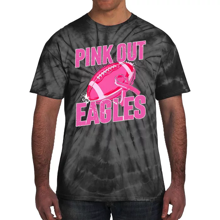 Eagles Pink Out Football Tackle Breast Cancer Tie-Dye T-Shirt