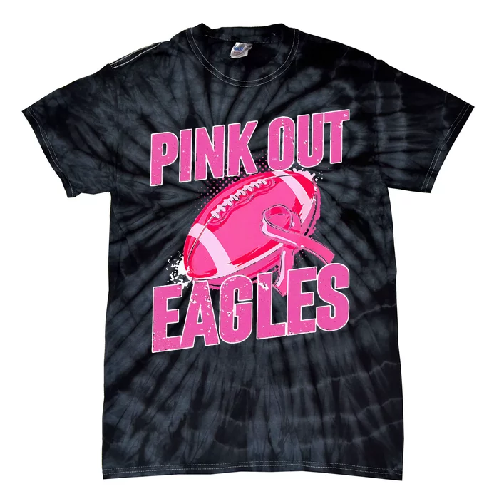 Eagles Pink Out Football Tackle Breast Cancer Tie-Dye T-Shirt