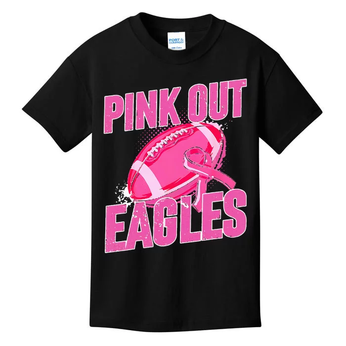 Eagles Pink Out Football Tackle Breast Cancer Kids T-Shirt