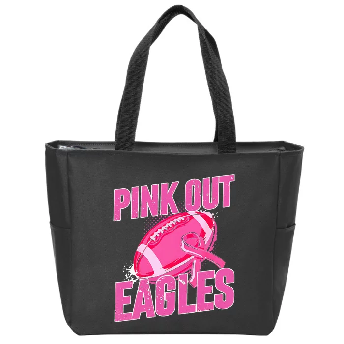 Eagles Pink Out Football Tackle Breast Cancer Zip Tote Bag