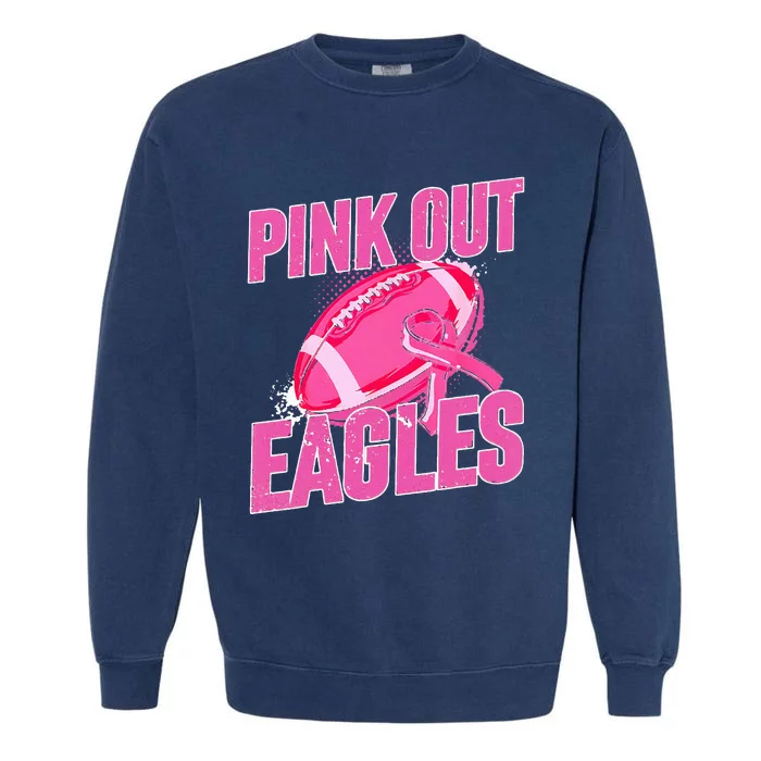 Eagles Pink Out Football Tackle Breast Cancer Garment-Dyed Sweatshirt