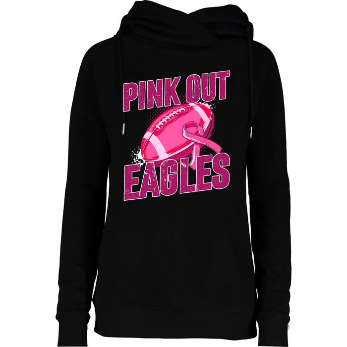 Eagles Pink Out Football Tackle Breast Cancer Womens Funnel Neck Pullover Hood