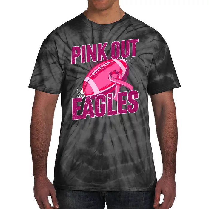 Eagles Pink Out Football Tackle Breast Cancer Tie-Dye T-Shirt