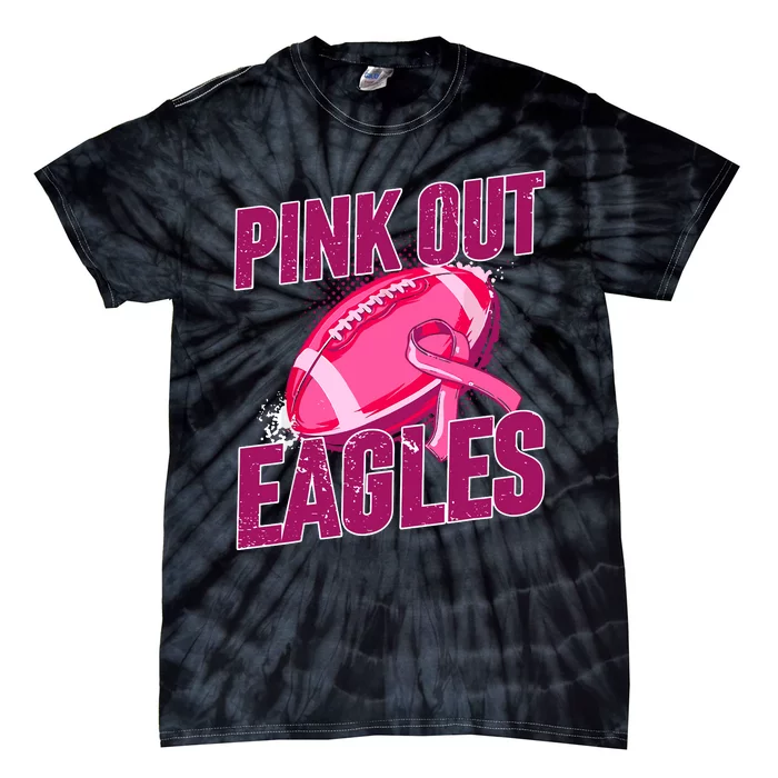 Eagles Pink Out Football Tackle Breast Cancer Tie-Dye T-Shirt