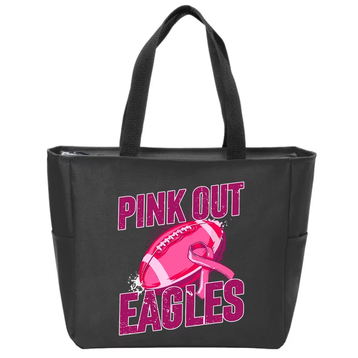 Eagles Pink Out Football Tackle Breast Cancer Zip Tote Bag