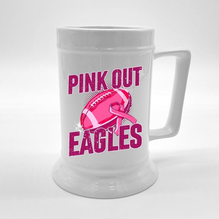 Eagles Pink Out Football Tackle Breast Cancer Front & Back Beer Stein