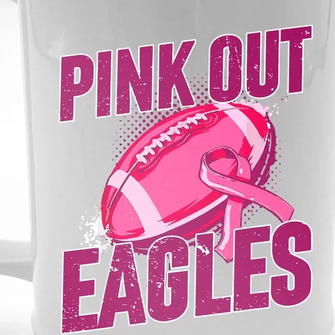 Eagles Pink Out Football Tackle Breast Cancer Front & Back Beer Stein