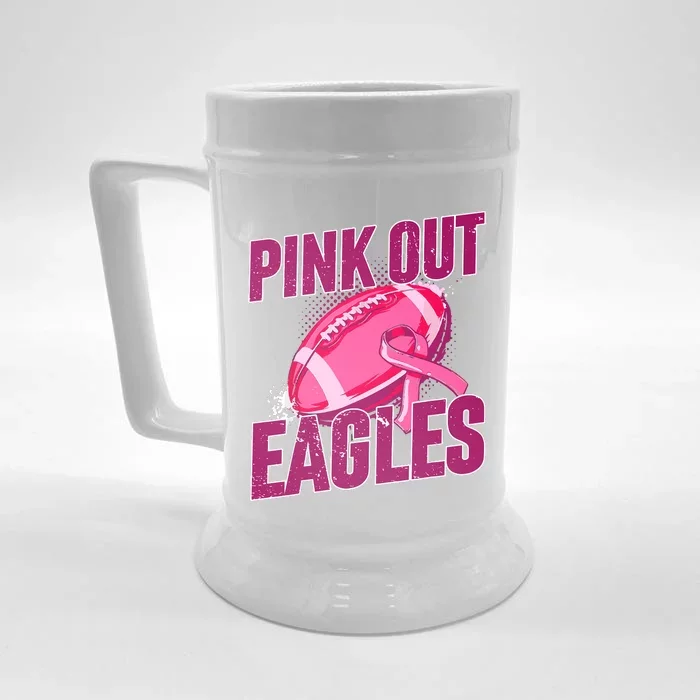 Eagles Pink Out Football Tackle Breast Cancer Front & Back Beer Stein