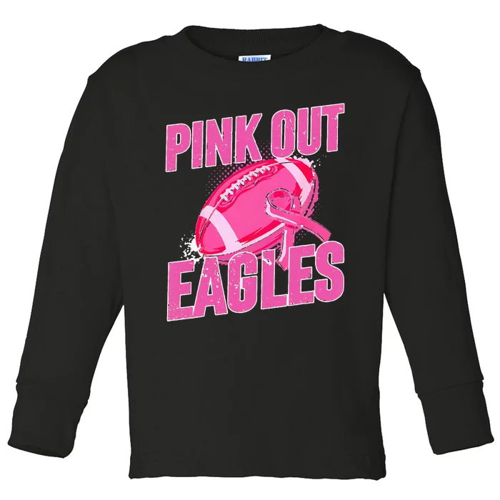 Eagles P.I.N.K Out Football Tackle Breast Cancer Toddler Long Sleeve Shirt