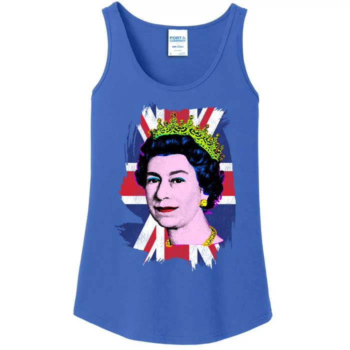 Elizabeth Portrait Pop Art Union Jack Flag Queen Of England Meaningful Gift Ladies Essential Tank