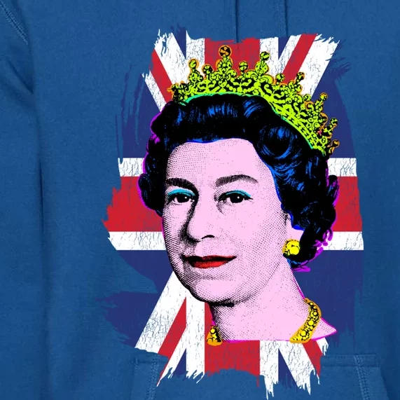 Elizabeth Portrait Pop Art Union Jack Flag Queen Of England Meaningful Gift Premium Hoodie