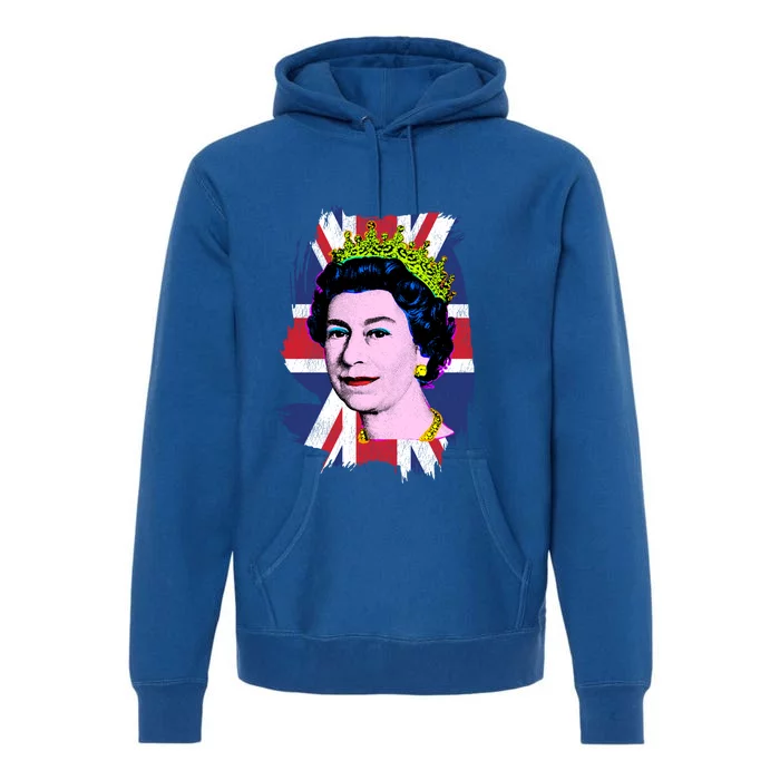 Elizabeth Portrait Pop Art Union Jack Flag Queen Of England Meaningful Gift Premium Hoodie