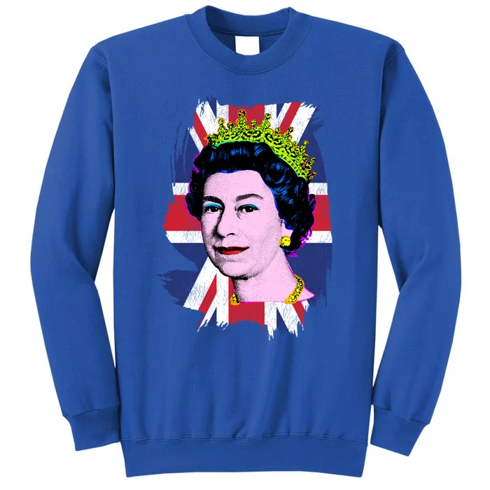 Elizabeth Portrait Pop Art Union Jack Flag Queen Of England Meaningful Gift Tall Sweatshirt