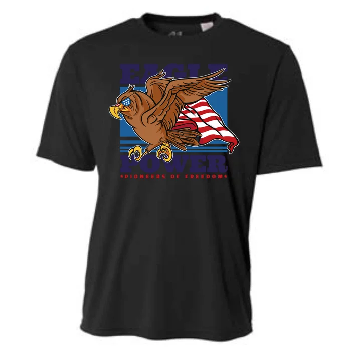 Eagle Power Pioneers Of Freedom American Flag Cooling Performance Crew T-Shirt