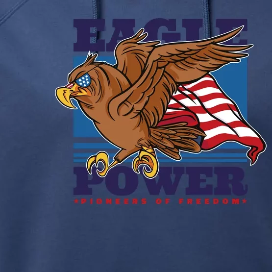 Eagle Power Pioneers Of Freedom American Flag Performance Fleece Hoodie