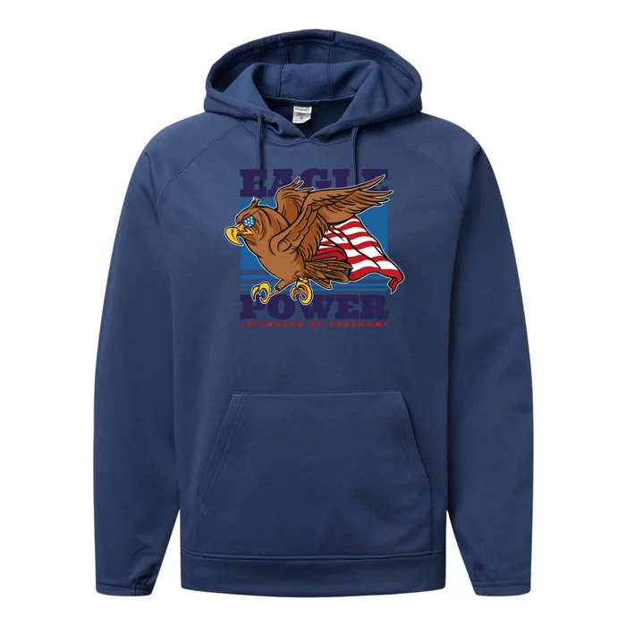 Eagle Power Pioneers Of Freedom American Flag Performance Fleece Hoodie