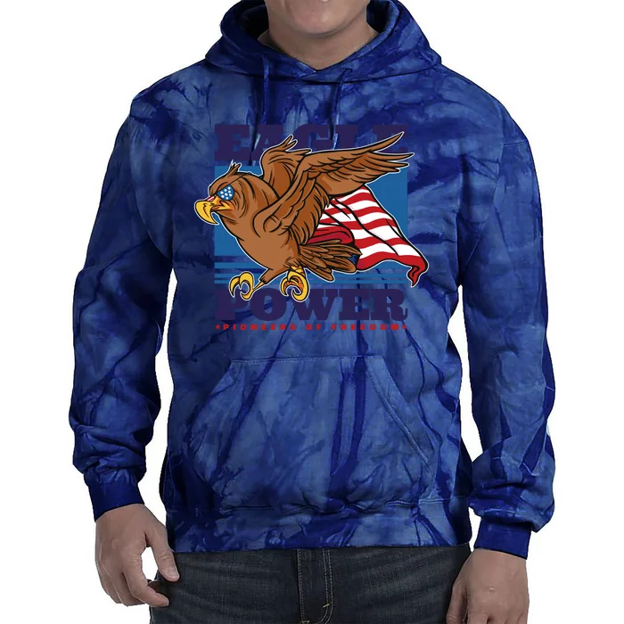 Eagle Power Pioneers Of Freedom American Flag Tie Dye Hoodie