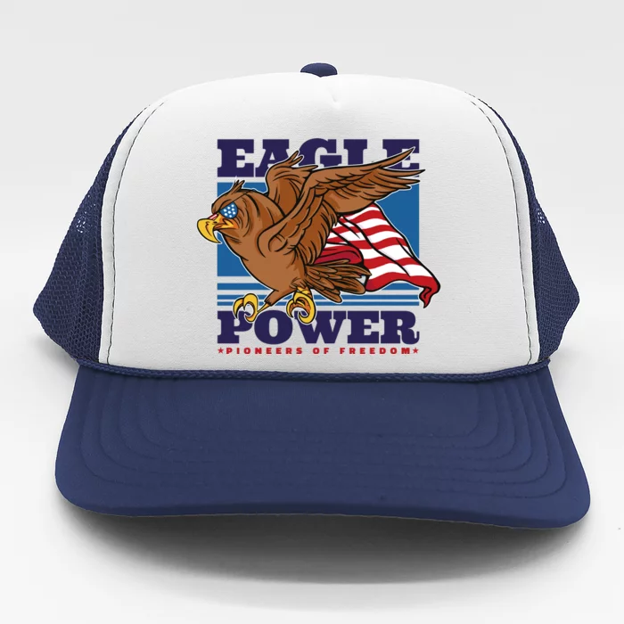 Eagle Power Pioneers Of Freedom American Flag Trucker Hat