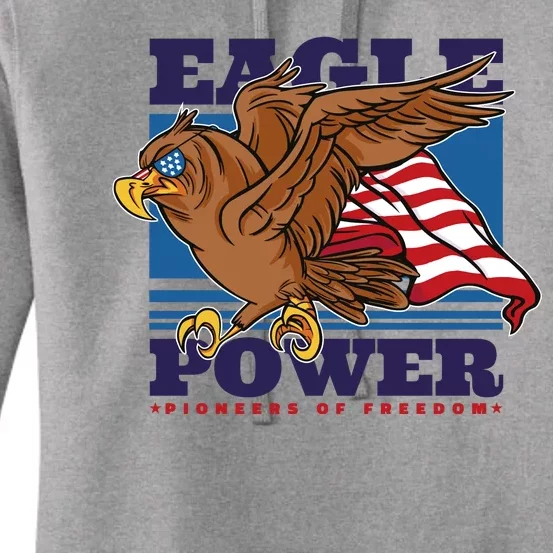 Eagle Power Pioneers Of Freedom American Flag Women's Pullover Hoodie