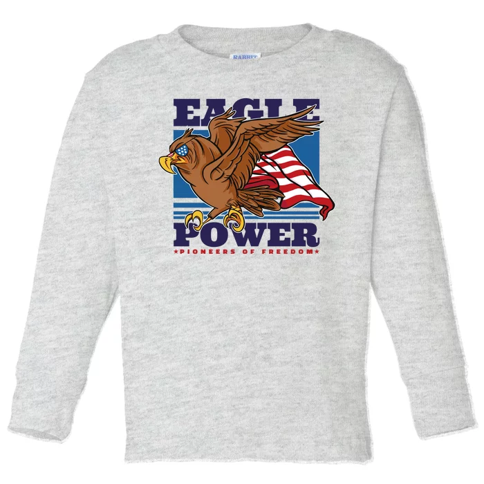 Eagle Power Pioneers Of Freedom American Flag Toddler Long Sleeve Shirt