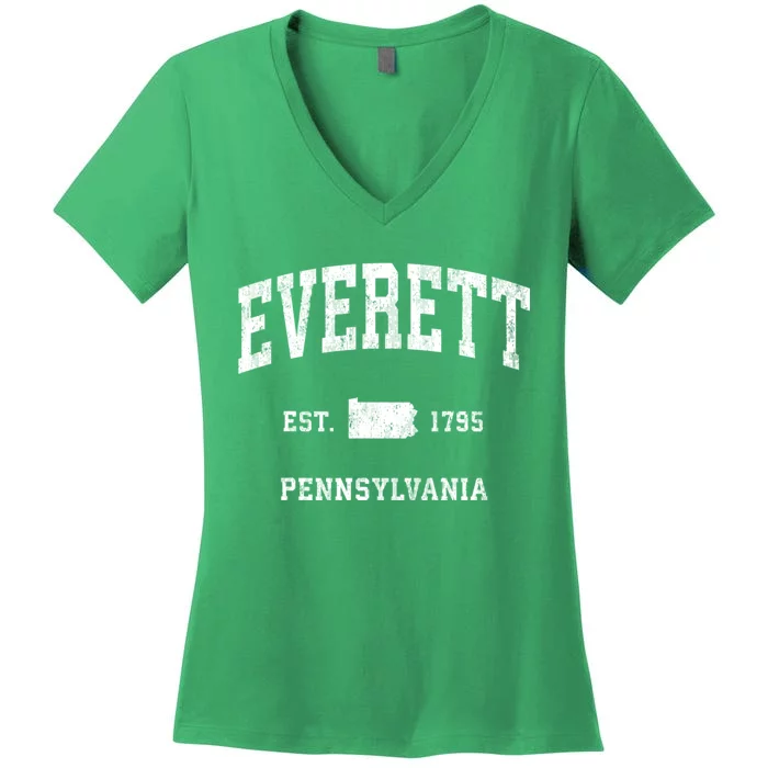 Everett Pennsylvania Pa Vintage Athletic Women's V-Neck T-Shirt