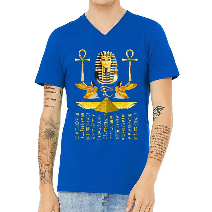 Egyptian Pyramids Pharaoh Tut King Tutankhamun V-Neck T-Shirt